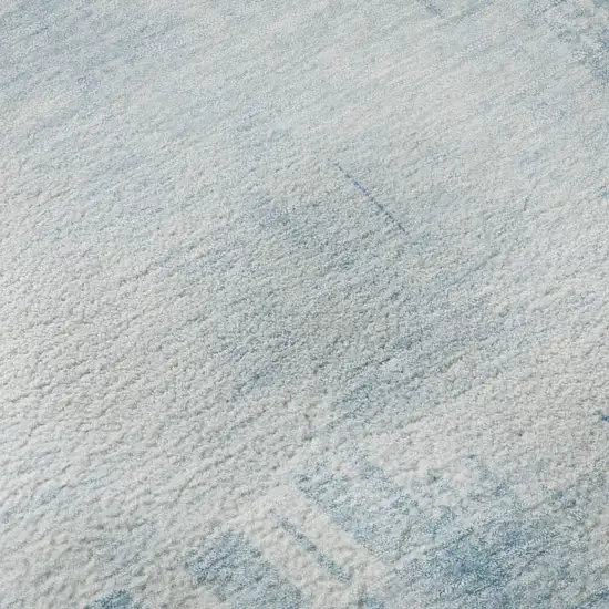 Sky Blue And Ivory Abstract Washable Area Rug With UV Protection Photo 9