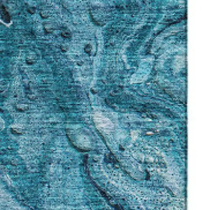 Sky Blue And Ivory Abstract Washable Area Rug With UV Protection Photo 8