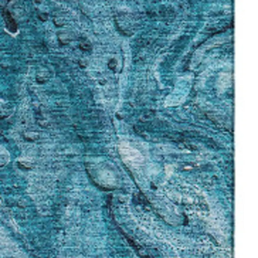 Sky Blue And Ivory Abstract Washable Area Rug With UV Protection Photo 9