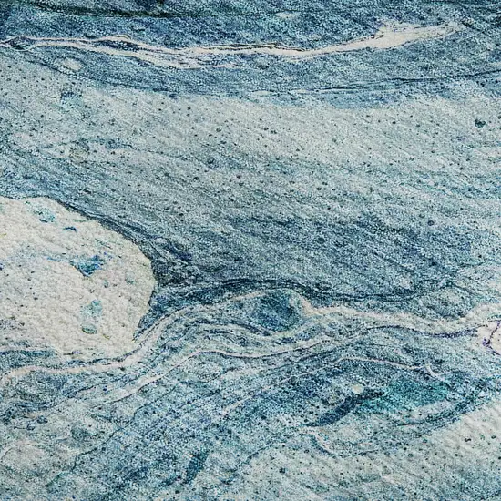 Sky Blue And Ivory Abstract Washable Area Rug With UV Protection Photo 8