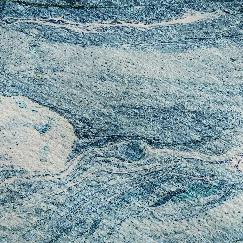 Sky Blue And Ivory Abstract Washable Area Rug With UV Protection Photo 8