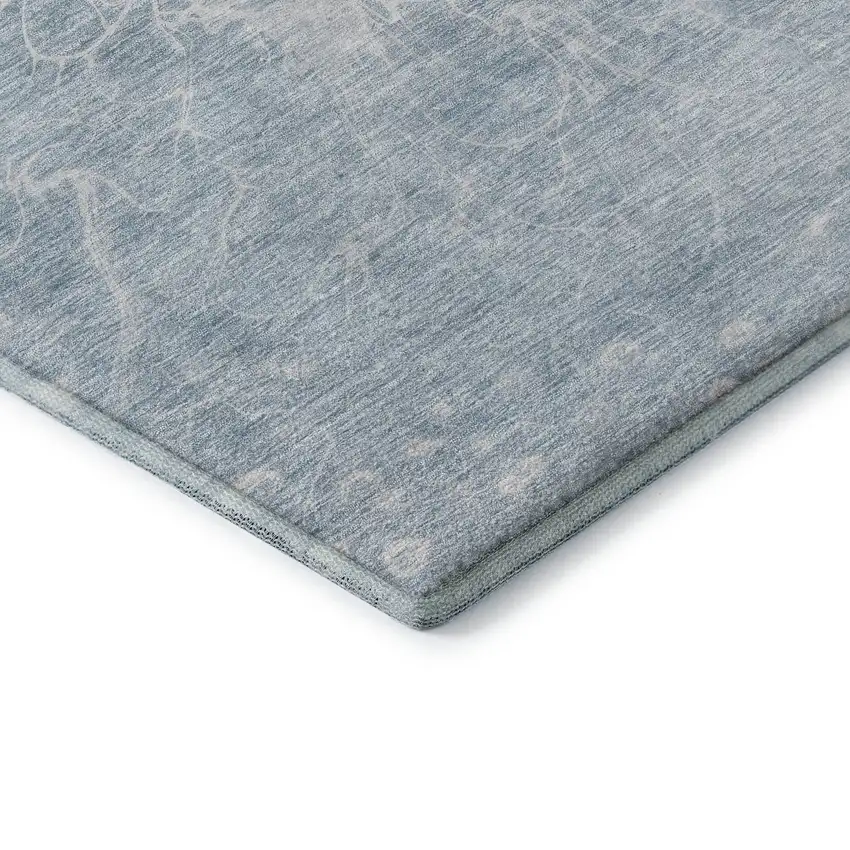 Sky Blue And Ivory Abstract Washable Area Rug With UV Protection Photo 9