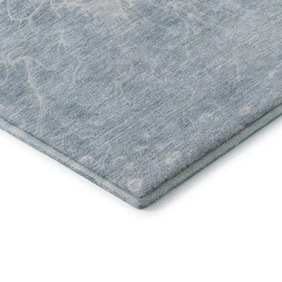 Sky Blue And Ivory Abstract Washable Area Rug With UV Protection Photo 7