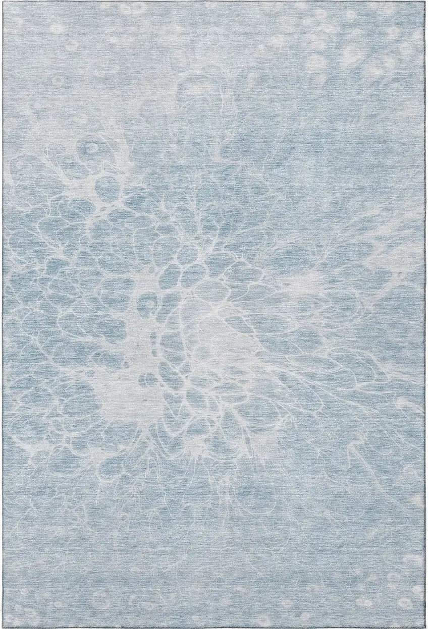 Sky Blue And Ivory Abstract Washable Area Rug With UV Protection Photo 3