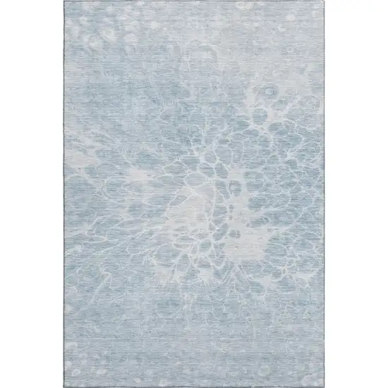 Sky Blue And Ivory Abstract Washable Area Rug With UV Protection Photo 1