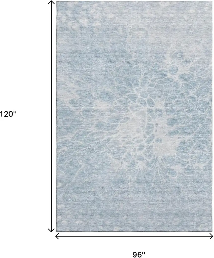 Sky Blue And Ivory Abstract Washable Area Rug With UV Protection Photo 3