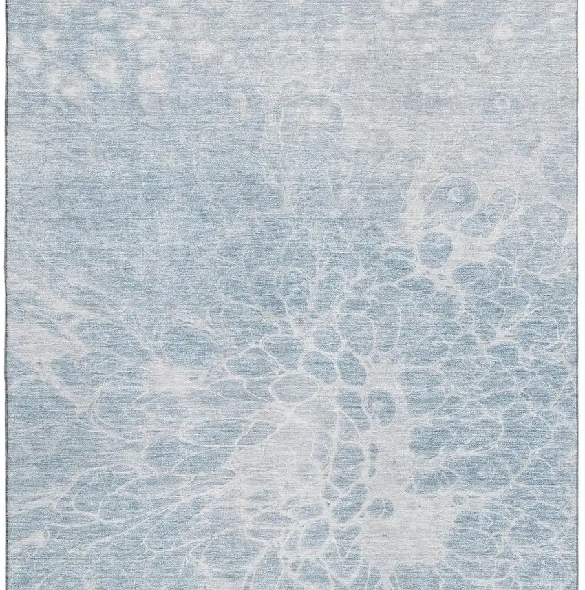 Sky Blue And Ivory Abstract Washable Area Rug With UV Protection Photo 4