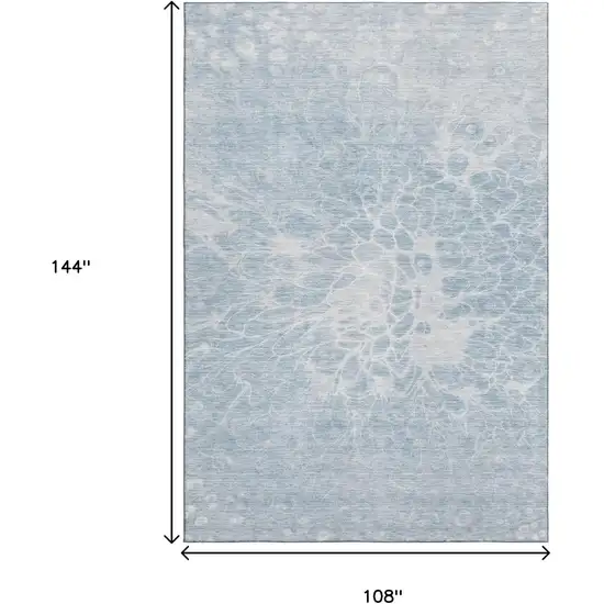 Sky Blue And Ivory Abstract Washable Area Rug With UV Protection Photo 3