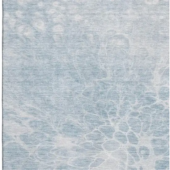 Sky Blue And Ivory Abstract Washable Area Rug With UV Protection Photo 3