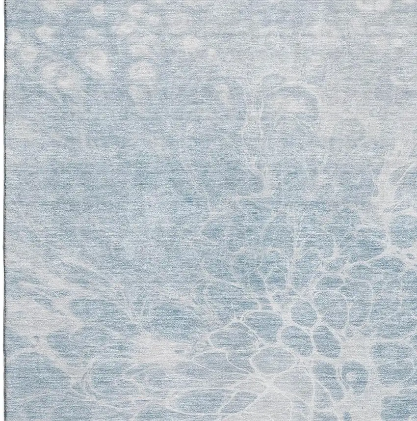 Sky Blue And Ivory Abstract Washable Area Rug With UV Protection Photo 3