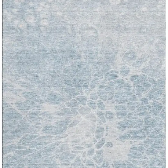 Sky Blue And Ivory Abstract Washable Area Rug With UV Protection Photo 4