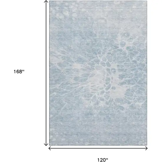 Sky Blue And Ivory Abstract Washable Area Rug With UV Protection Photo 3