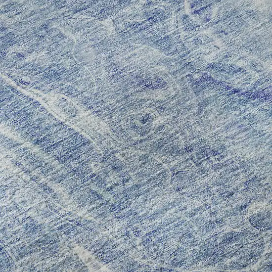 Sky Blue And Ivory Abstract Washable Area Rug With UV Protection Photo 8