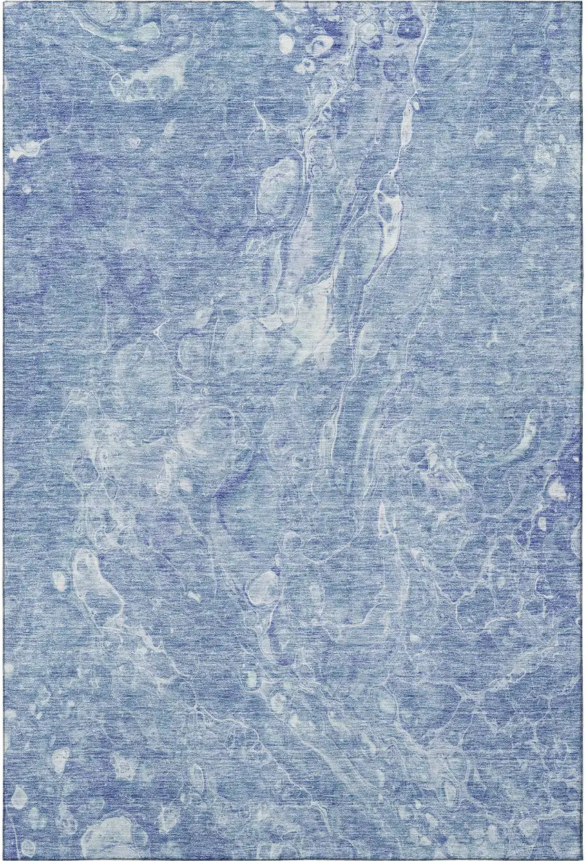 Sky Blue And Ivory Abstract Washable Area Rug With UV Protection Photo 2