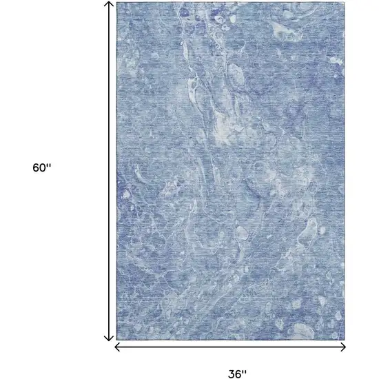 Sky Blue And Ivory Abstract Washable Area Rug With UV Protection Photo 9