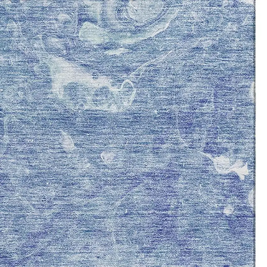 Sky Blue And Ivory Abstract Washable Area Rug With UV Protection Photo 3