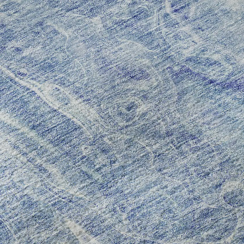 Sky Blue And Ivory Abstract Washable Area Rug With UV Protection Photo 9