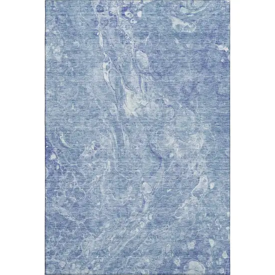 Sky Blue And Ivory Abstract Washable Area Rug With UV Protection Photo 1