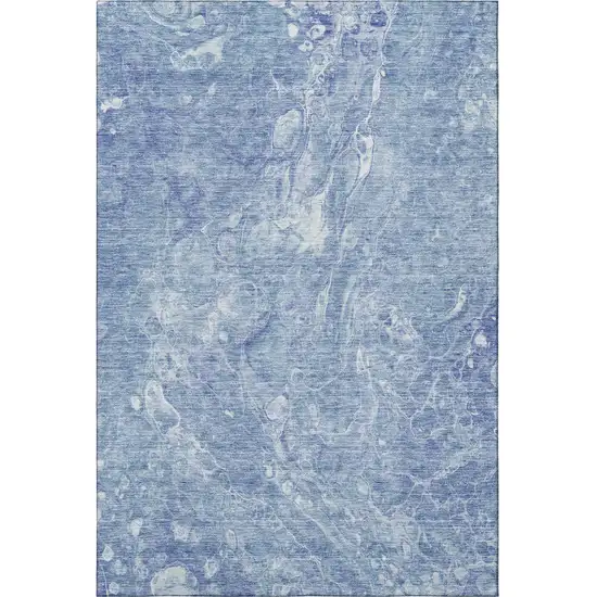 Sky Blue And Ivory Abstract Washable Area Rug With UV Protection Photo 3