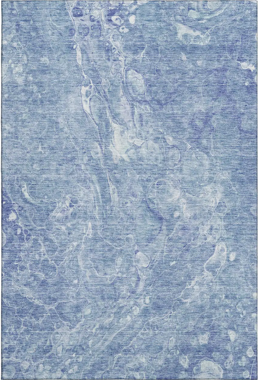 Sky Blue And Ivory Abstract Washable Area Rug With UV Protection Photo 1