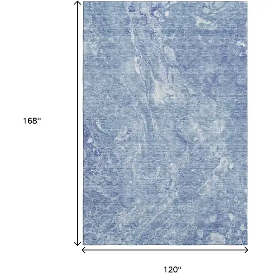 Sky Blue And Ivory Abstract Washable Area Rug With UV Protection Photo 3