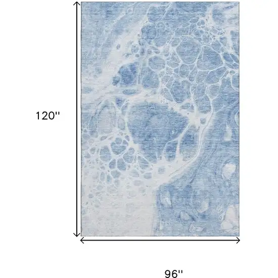 Sky Blue And Ivory Abstract Washable Area Rug With UV Protection Photo 3