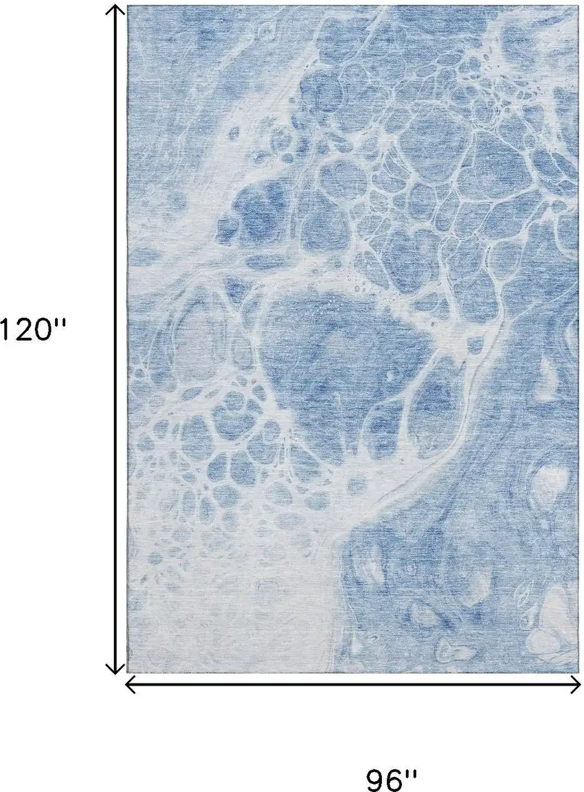 Sky Blue And Ivory Abstract Washable Area Rug With UV Protection Photo 3