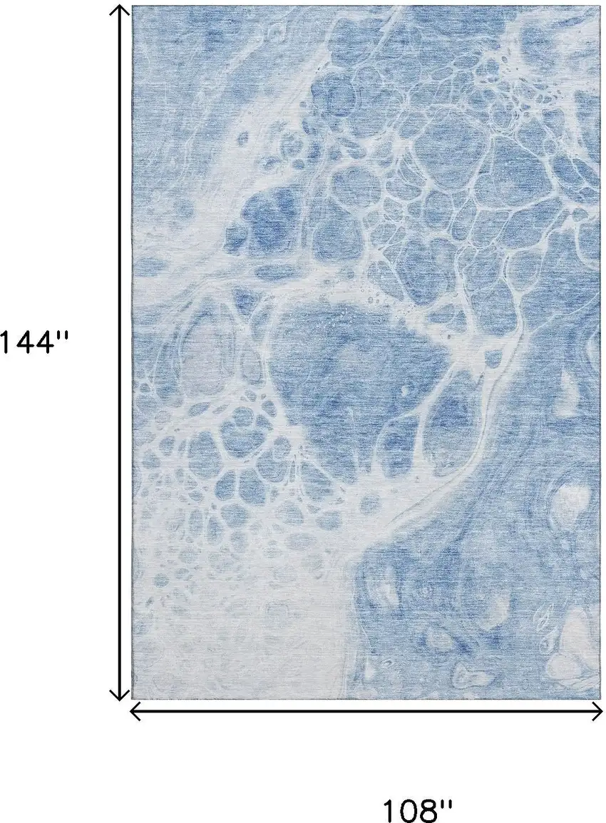 Sky Blue And Ivory Abstract Washable Area Rug With UV Protection Photo 3