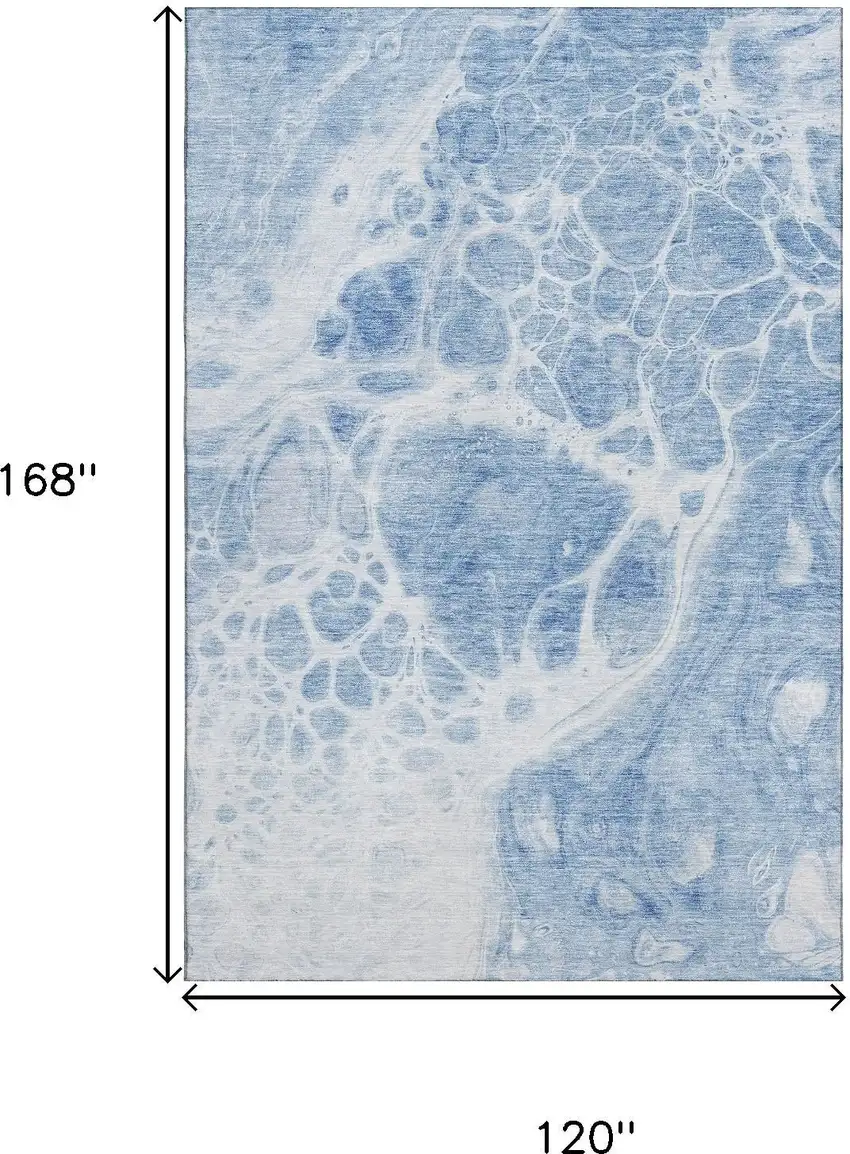 Sky Blue And Ivory Abstract Washable Area Rug With UV Protection Photo 3