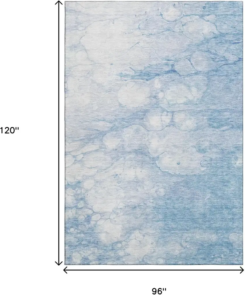 Sky Blue And Ivory Abstract Washable Area Rug With UV Protection Photo 3