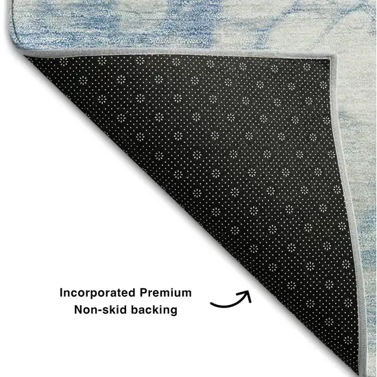 Sky Blue And Ivory Abstract Washable Area Rug With UV Protection Photo 7