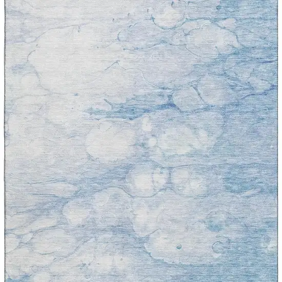 Sky Blue And Ivory Abstract Washable Area Rug With UV Protection Photo 4