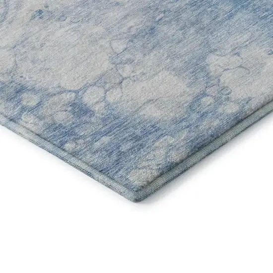 Sky Blue And Ivory Abstract Washable Area Rug With UV Protection Photo 7
