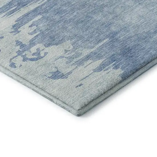 Sky Blue And Ivory Abstract Washable Area Rug With UV Protection Photo 7