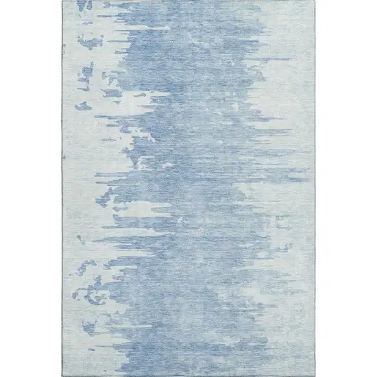 Sky Blue And Ivory Abstract Washable Area Rug With UV Protection Photo 5