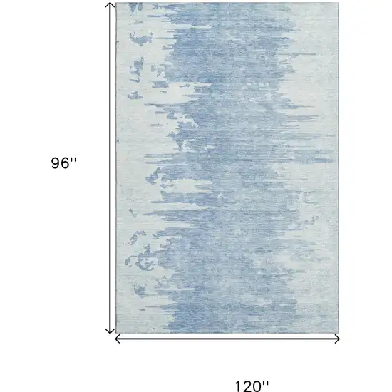 Sky Blue And Ivory Abstract Washable Area Rug With UV Protection Photo 3