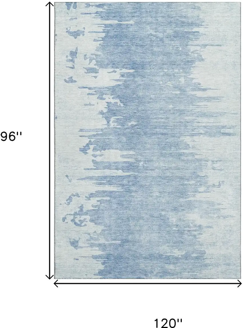 Sky Blue And Ivory Abstract Washable Area Rug With UV Protection Photo 3
