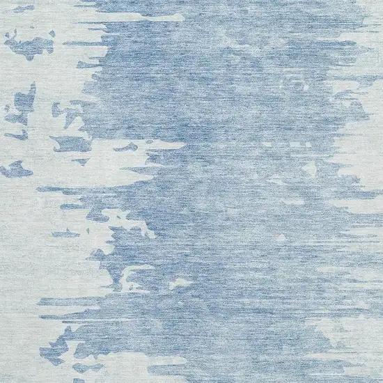 Sky Blue And Ivory Abstract Washable Area Rug With UV Protection Photo 4