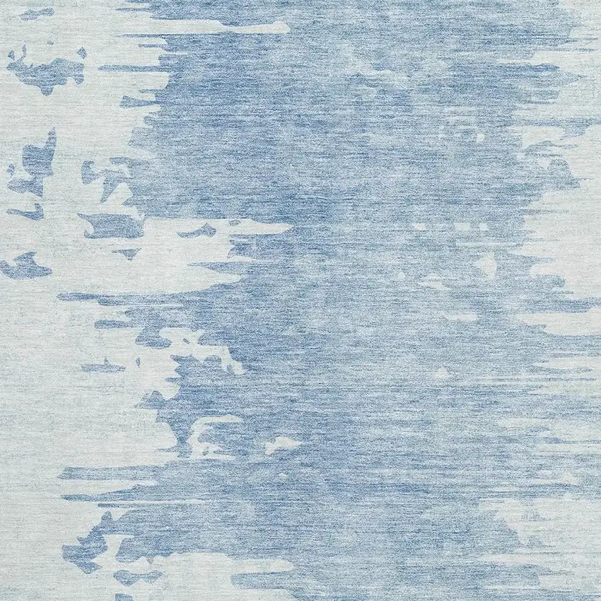 Sky Blue And Ivory Abstract Washable Area Rug With UV Protection Photo 4