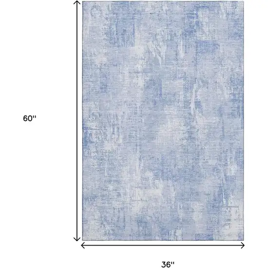 Sky Blue And Ivory Abstract Washable Area Rug With UV Protection Photo 3