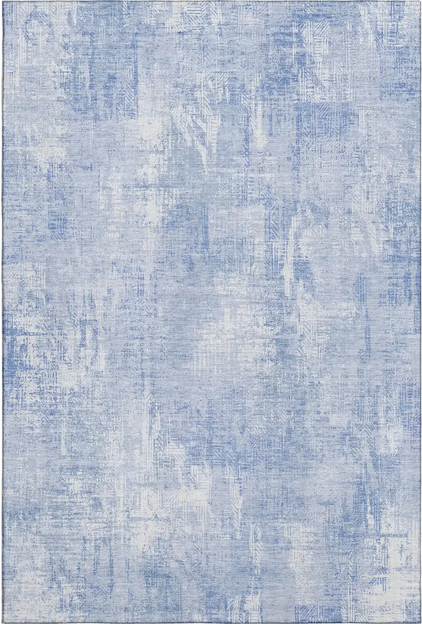 Sky Blue And Ivory Abstract Washable Area Rug With UV Protection Photo 1