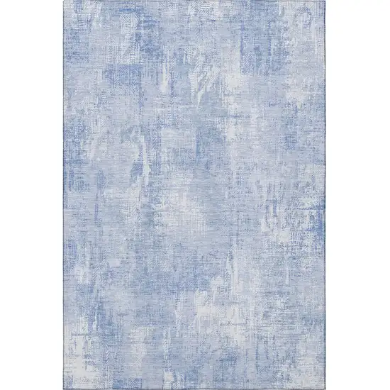 Sky Blue And Ivory Abstract Washable Area Rug With UV Protection Photo 3