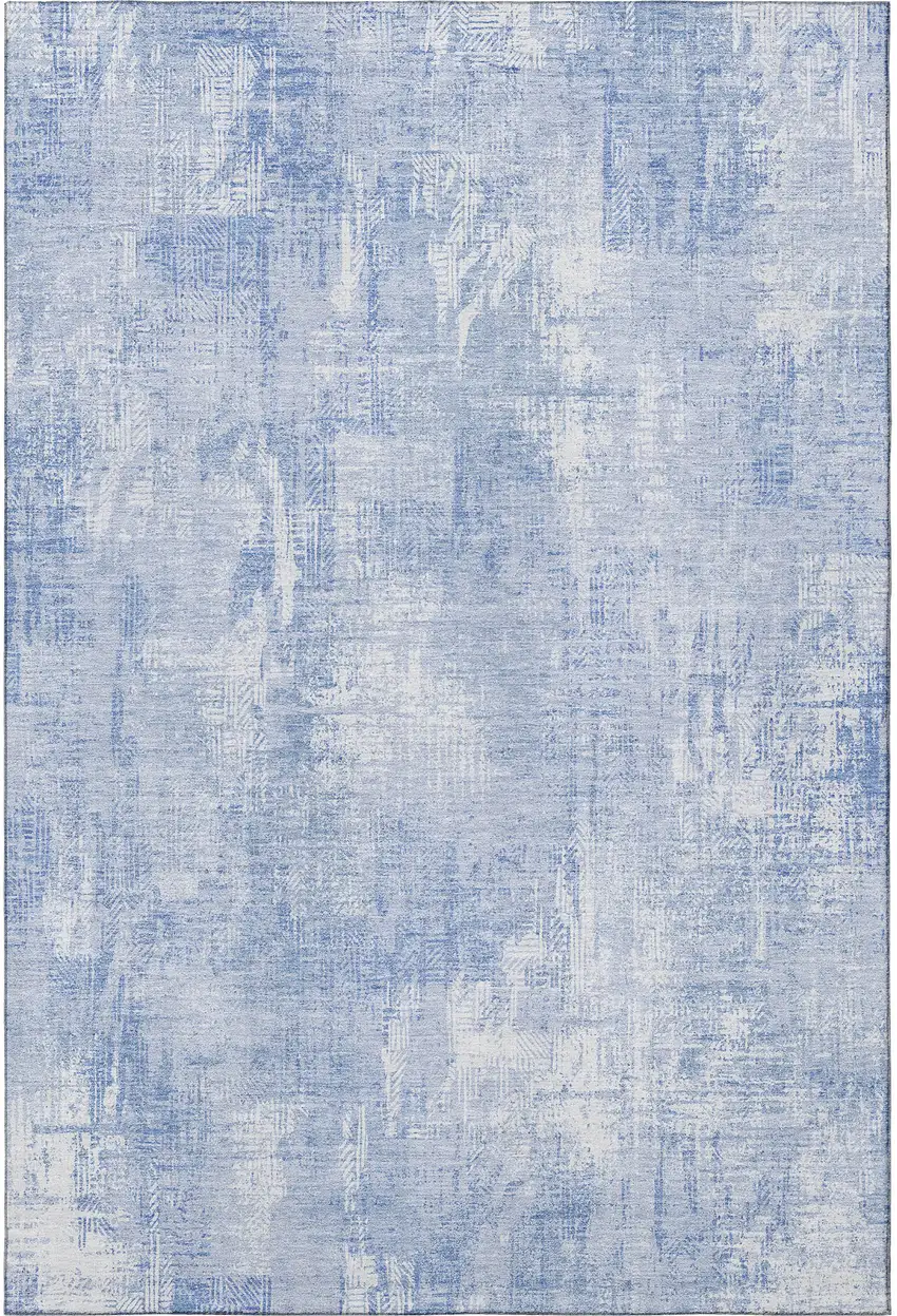 Sky Blue And Ivory Abstract Washable Area Rug With UV Protection Photo 3