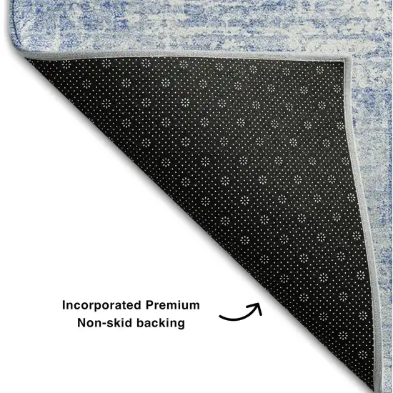 Sky Blue And Ivory Abstract Washable Area Rug With UV Protection Photo 6