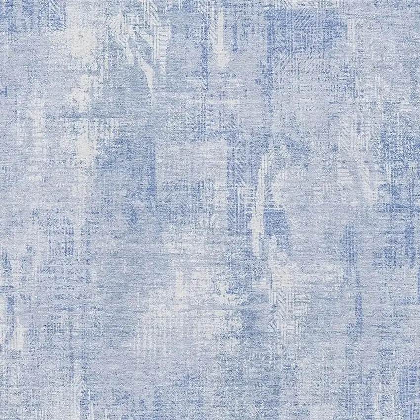 Sky Blue And Ivory Abstract Washable Area Rug With UV Protection Photo 2