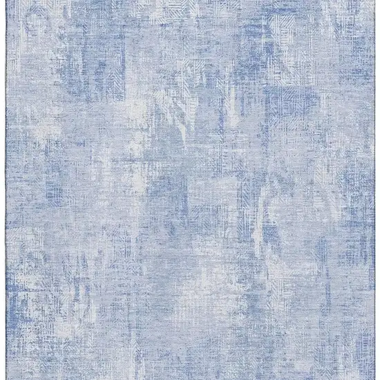 Sky Blue And Ivory Abstract Washable Area Rug With UV Protection Photo 3