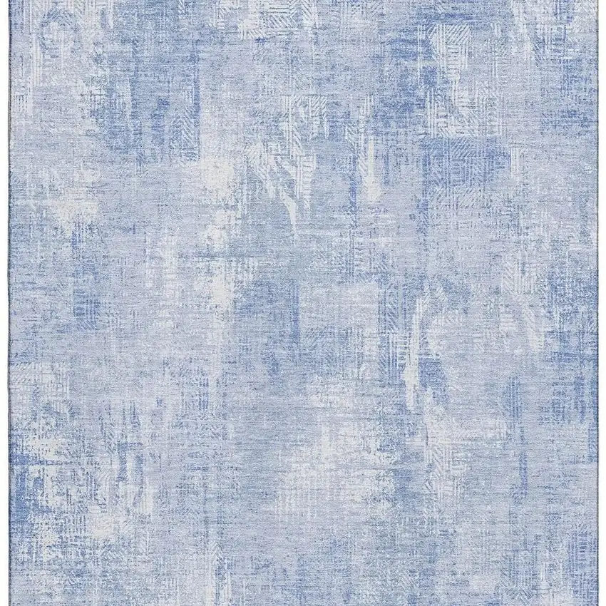 Sky Blue And Ivory Abstract Washable Area Rug With UV Protection Photo 3