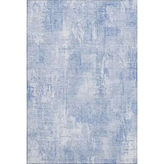 Sky Blue And Ivory Abstract Washable Area Rug With UV Protection Photo 1