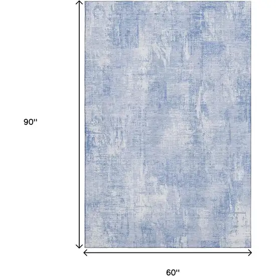 Sky Blue And Ivory Abstract Washable Area Rug With UV Protection Photo 3