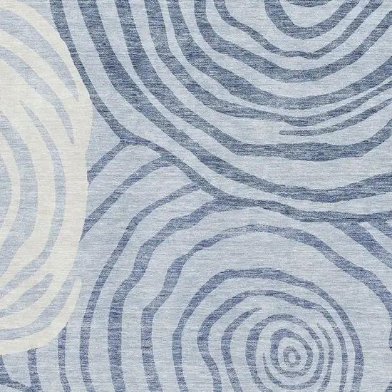 Sky Blue And Ivory Abstract Washable Area Rug With UV Protection Photo 3